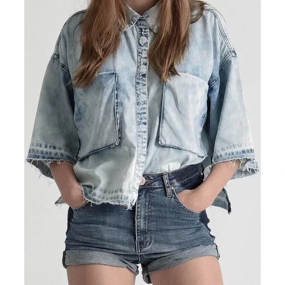 One Teaspoon Harlets Denim Shorts Superstar Blue Size 26